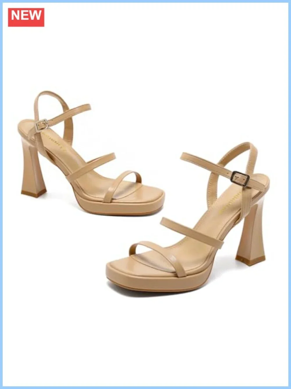 Chunky Platform Heeled Sandals Strappy Ankle Strap 3 Inch Block Heel